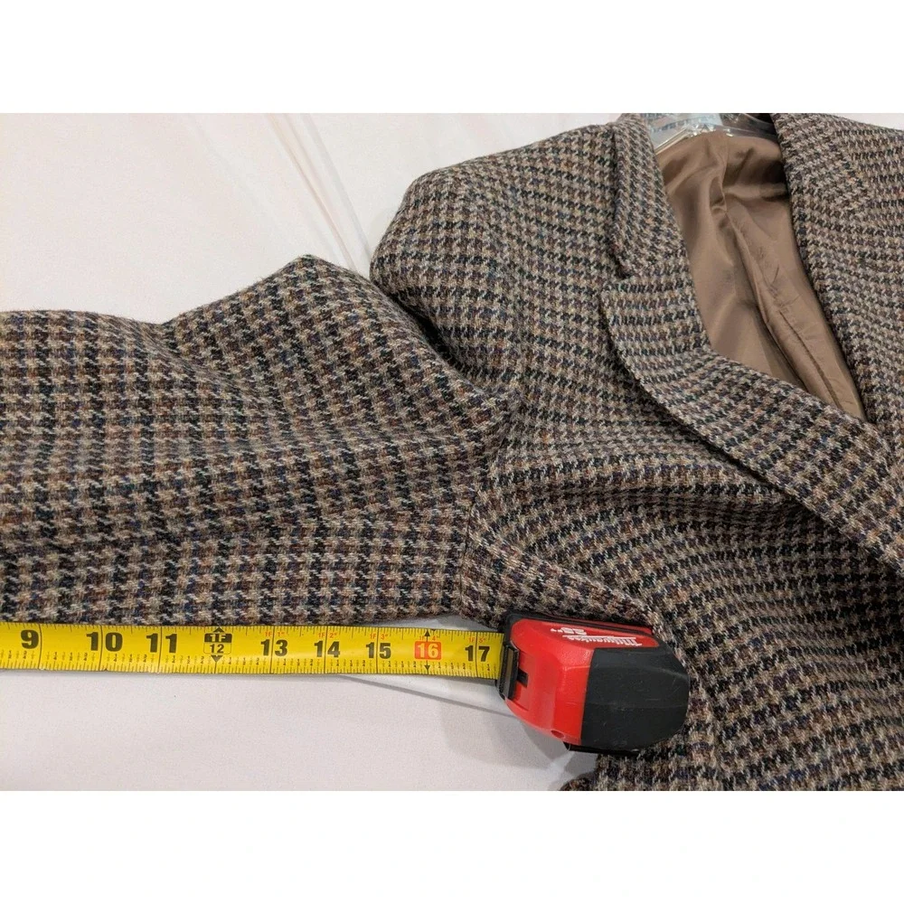 Anton Ferrare Castletex Harris Tweed Blazer Men 46L Houndstooth Wool Sport Coat
